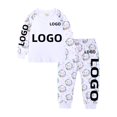thumbnail image 1 of Conjuntos de pijamas personalizados para el día de Pascua de manga larga para niños y niñas, ropa de dormir cómoda y encantadora con estampado en forma de conejo y corazones, añade tu texto, 1 of 4