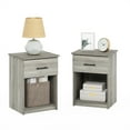 thumbnail image 4 of Modern Nightstand Set of 2 - Grey French Oak Drawer Bedside Table Organizer, 4 of 5