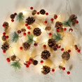 thumbnail image 1 of Guirnalda de Luces Navideñas de Conos de Pino, Luces de Alambre de Cobre con Bayas Rojas y Campanas, Cadena de Luces Decorativas para Arbol de Navidad, Habitación, Salón, 1 of 4