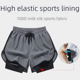 thumbnail image 4 of Pantalones cortos casuales de marca de moda para hombre, pantalones de fitness para correr de estilo americano, forro de dos piezas, pantalones cortos de baloncesto de tres cuartos con ilusión, 4 of 4