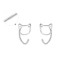 thumbnail image 2 of Pendientes de plata de ley S999 con forma de nicho y diseño de gancho para oreja de gato hueco para el cuidado de las orejas sin dormir, joyería para mujer, 2 of 5