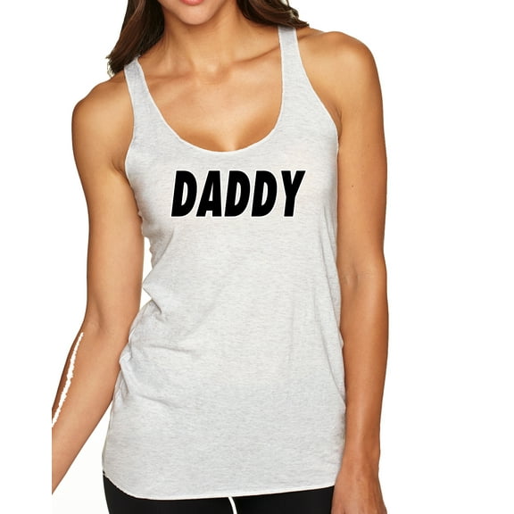 Wild Bobby, Classic Daddy Dad, Father's Day, Women Tri-Blend Racerback Tank Top, Heather White, Medium