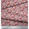 thumbnail image 3 of Soimoi Velvet Fabric Leaves & Rose Floral Printed Fabric 1 Yard 58 Inch Wide, 3 of 3