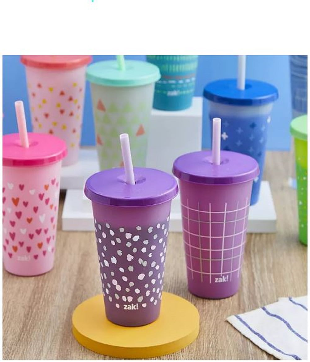 Zak Designs Color Changing Reusable Plastic With Splash Proof Lids And  Straws - 25 Oz