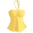 thumbnail image 5 of Tank Tops for Women,Style Neck Ruffled Camisole Peplum Tube Top Strapless Backless Summer Bandeau,Camisole Tops for Women,Yellow,XL, 5 of 6