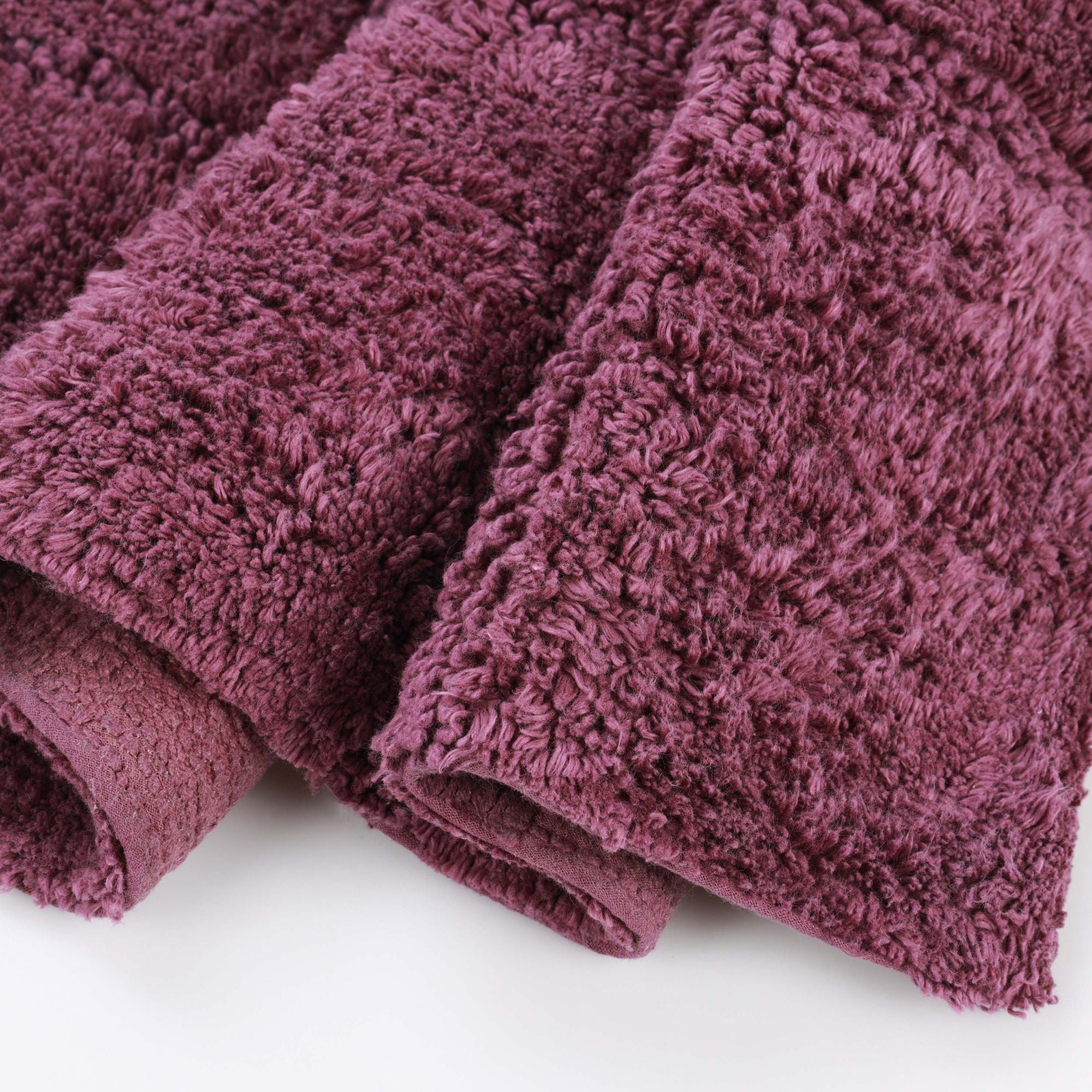 Superior Checkered Cotton Washable Non-Slip Bath Rug, Runner Size, Plum