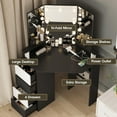 Corner Vanity Table with Lighted Mirror Makeup Vanity Desk with Power