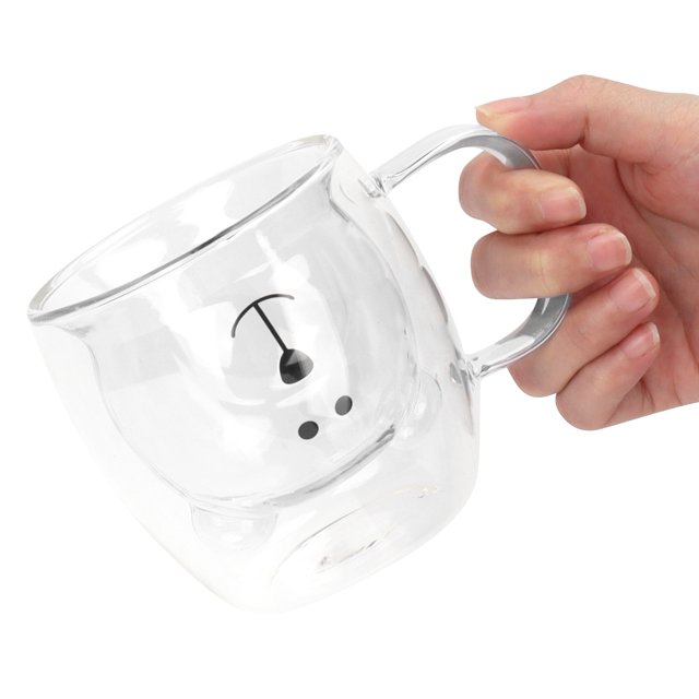 Bear Shaped Glass Cup, Reusable Cartoon Coffee Cup, Heat And Cold , For Home, Office, Restaurant, Christmas,Easter, Wedding
