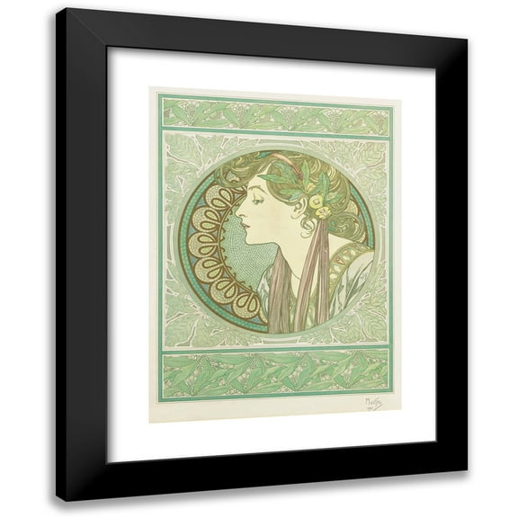 Alphonse Mucha 11x14 Black Modern Framed Museum Art Print Titled - Laurel (1901)