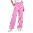 thumbnail image 3 of JOANKDMI Wide Leg Sweatpants Women with Pockets High Waisted Relaxed Fit Open Bottom Elastic Drawstring Waist Comfy Yoga Athletic Track Pants Workout Sweatpants Women, L-3XL, 3 of 7