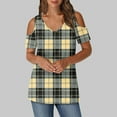 thumbnail image 7 of Women 's Cotton Tee-Shirt Clearance Plaid Short Sleeve Shirts for Women V Neck Summer Shirt Lightweight Graphic Tees Dressy Casual Blouse, 7 of 7