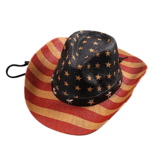 American Flag Cowboy Hat Summer Sunhat Patriotic USA Western Hat 4th of July Party Parade Cowboy Cowgirl Hat