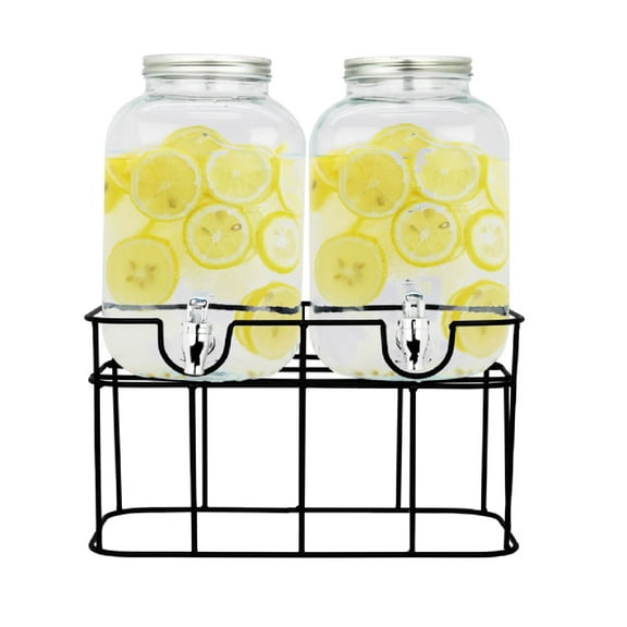Dispensadores Bebidas, Vitrolero de Vidrio Grueso, Tipo Mason Jar para Bebidas Frías; Aguas Frescas, Capacidad de cada Vitrolero 5 Litros