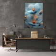 thumbnail image 5 of Mudket Light Blue and Gold Floral Canvas Wall Art, Framed Flower Print, Modern Botanical Wall Decor for Bedroom Office, Ready to Hang - 12"L x 8"W, 5 of 10