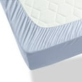 thumbnail image 6 of Virtu Bed Sheets Set, Deep Pocket Rayon Derived from Bamboo Blend Cooling 4 Piece Queen Sheets sets, Ice Blue, 6 of 7