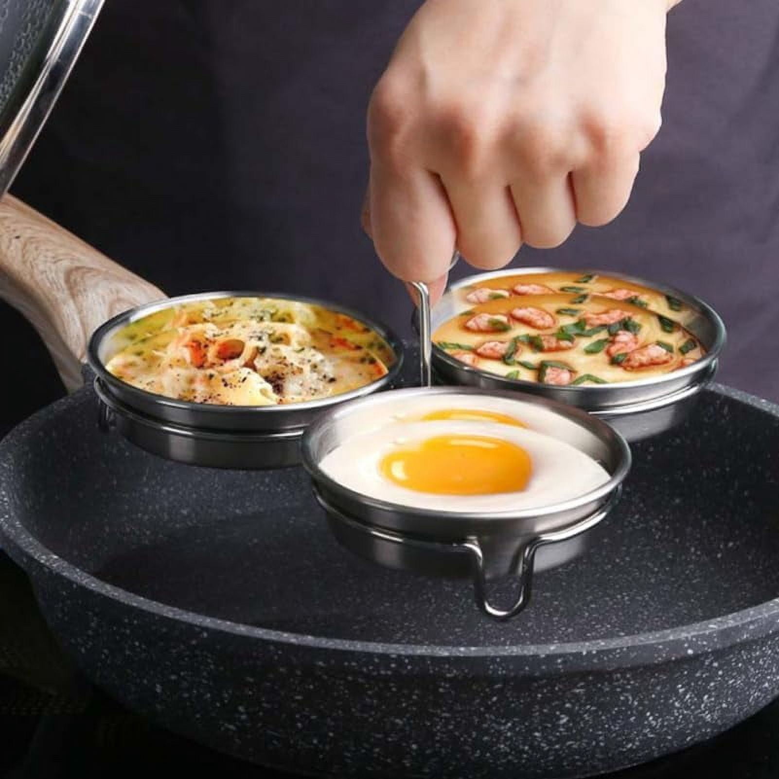 CATPAN Non-Stick Egg Poacher - Stainless Steel Insert with Pastry Brush for Perfect Poached Eggs