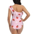 thumbnail image 5 of Sikiie Strawberry Floral Print Women One Piece Swimsuits Tummy Control One Shoulder Bathing Suits Ruffle Swimwear, From S to XXL-Medium, 5 of 6