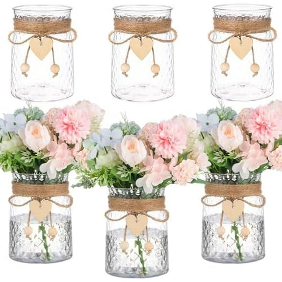 Bud Vase Set of 6 Vases Clear Plastic Small Bud Vases for Flowers Centerpieces Ribbed Vases in Bulk for Wedding Table Decorations Birthday Party Home Decor Housewarming Gifts