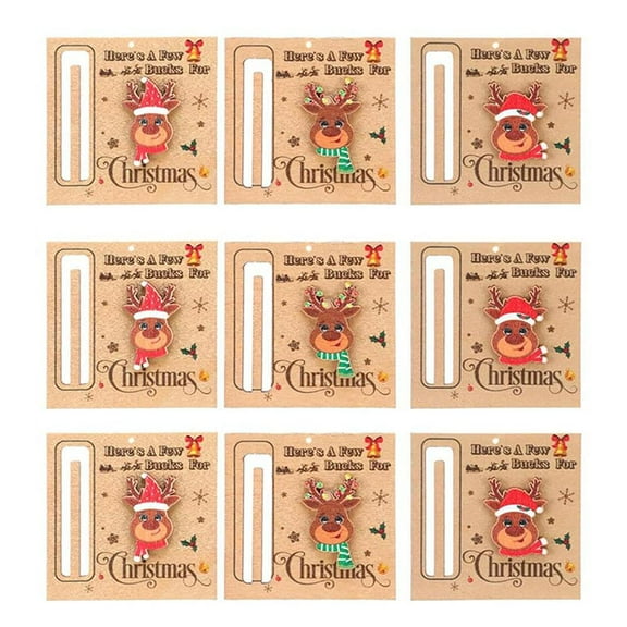 6 Pcs Christmas Money Holders Xmas Party Cash Holder Gifts Bulk Wooden Hanging Christmas Ornament Heres a Few for Xmas Party Favors