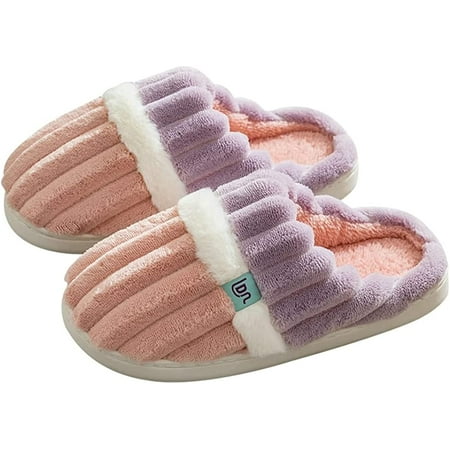 

DabuLiu Cotton Slippers for Women Winter Soft Sole Warm House Slippers Indoor Colorful Household Plush Slippers with Faux Fur Lining