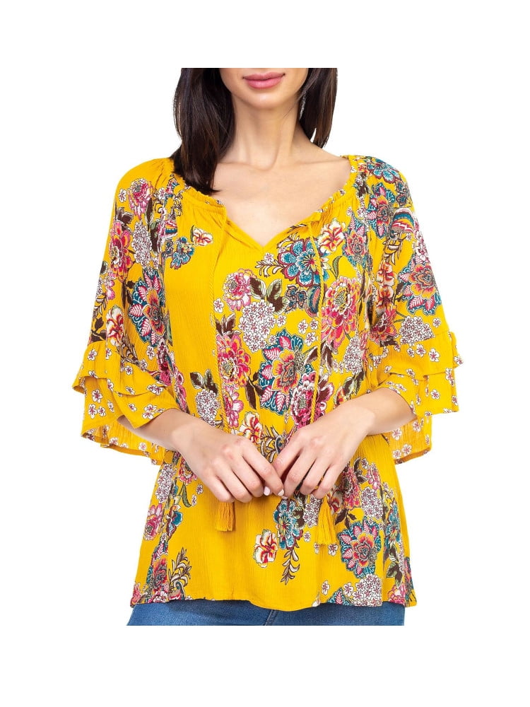 Bila double sleeve ruffle blouse Clearance
