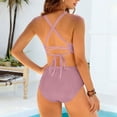 thumbnail image 6 of Ynynloco Womens Sexy 2 Piece Bikini Sets Cheeky High Cut Bathing Suit Color Block Textured U-Wire Swimsuits, 6 of 8