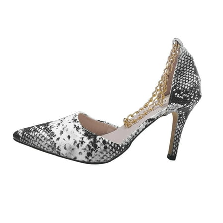 

Cglfd Women S Sexy Banquet Leopard Print Ankle Chain High Heel Square Toe Sandals