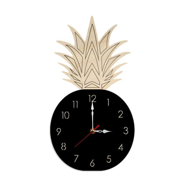 Reloj de pared de piña, reloj decorativo moderno de estilo nórdico silencioso de dibujos animados para dormitorio, sala de estar, habitación de niños, Negro mayimx Reloj de pared