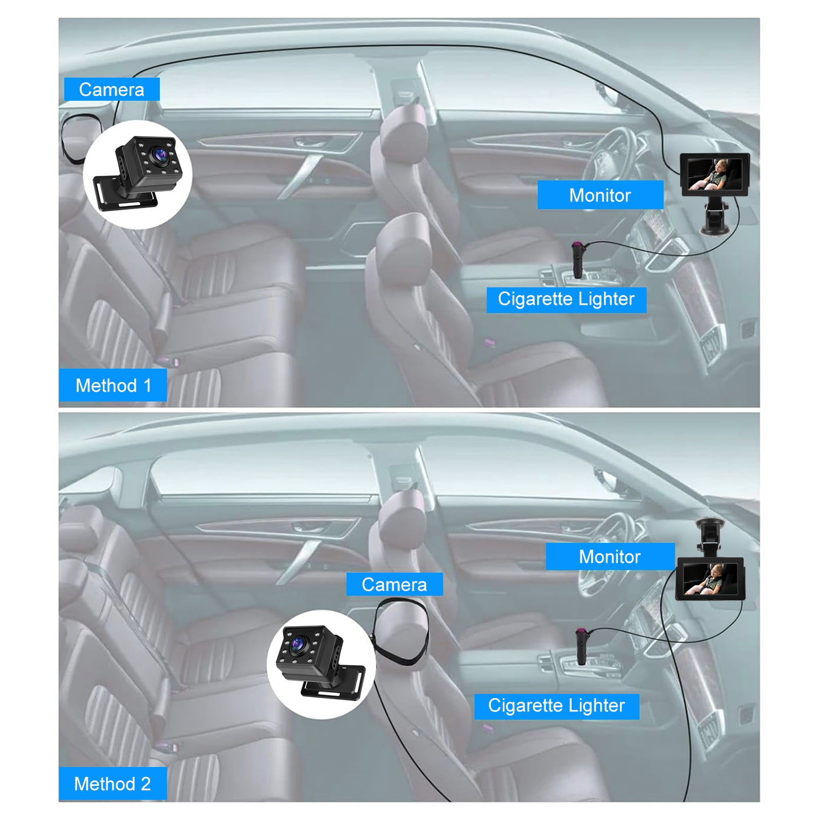Car Electronics Baby Car Camera 4.3 Monitor Wide View Night Vision