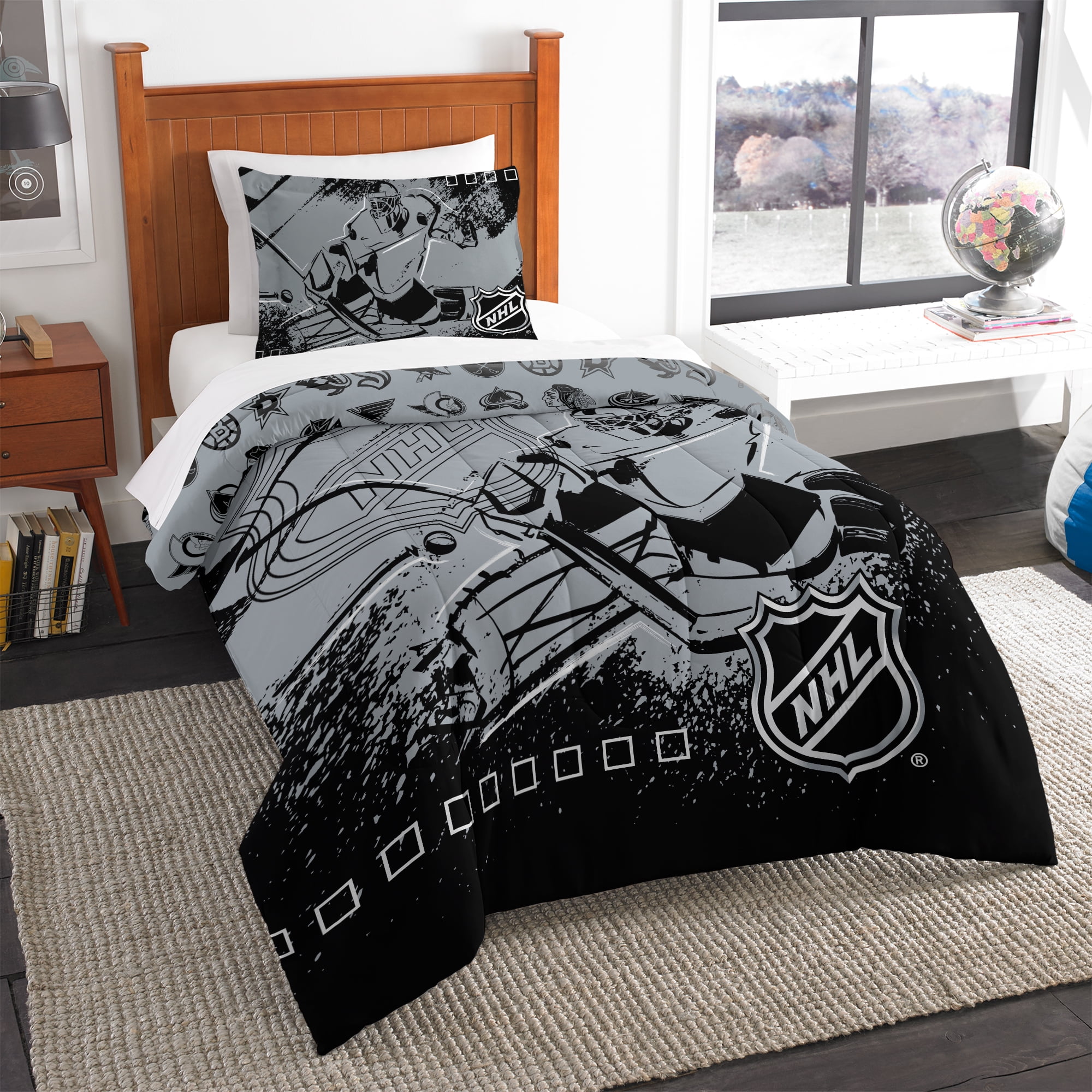 NHL Multi Team Puck Stop Twin/Full Comforter Set with Pillowcase