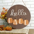 thumbnail image 4 of Letrero de puerta de madera de otoño Fiudx decoración redondo para sala de estar dormitorio, 4 of 6