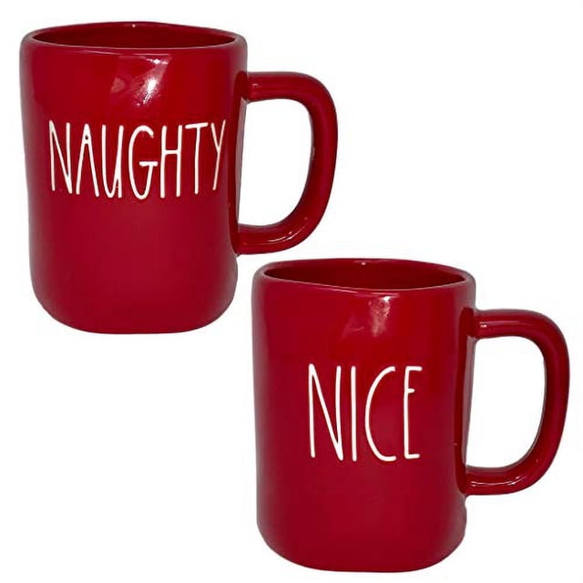 RAE DUNN Ensemble de Tasses Rouge Coquin Ou Joli - Artisan Collection par MAGENTA – Lot de 2 – 1 Tasse Rouge Coquin et 1 Tasse Rouge Joli – Lequel êtes-Vous?