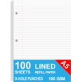 thumbnail image 1 of Papel De Relleno A5 Organizador De Repuestos Para Planificador De 3 Agujeros Papel Para Encuadernación De Hojas Sueltas 100 Hojas/200 Páginas Forradas 100 G/M² Blanco 5,8 X 8,2 Pulgadas Papel De Relle, 1 of 5