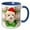 Blue/White, variant on 3drose, Champagne Cockapoo Christmas Dog with Red and Green Holiday Plaid, 15oz Two-tone Black Mug