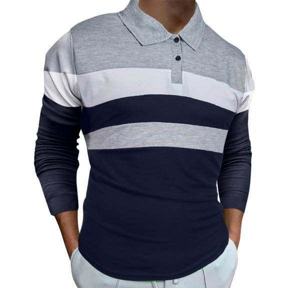 Vedolay Polos for Men Plus Size Shirts Long Sleeve Casual Buttton Down Shirts Top Gray,M