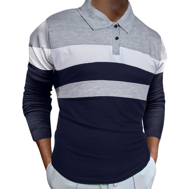 Camisas s Para Hombre Hombres Casual Patchwork Empalme Botón Turn Down Blusa Manga larga Tops Camisa (Grey, XXL)