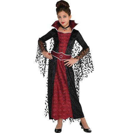 Suit Yourself Coffin Queen Vampire Costume for Girls, Includes a Dress, a Necklace, and an Attached