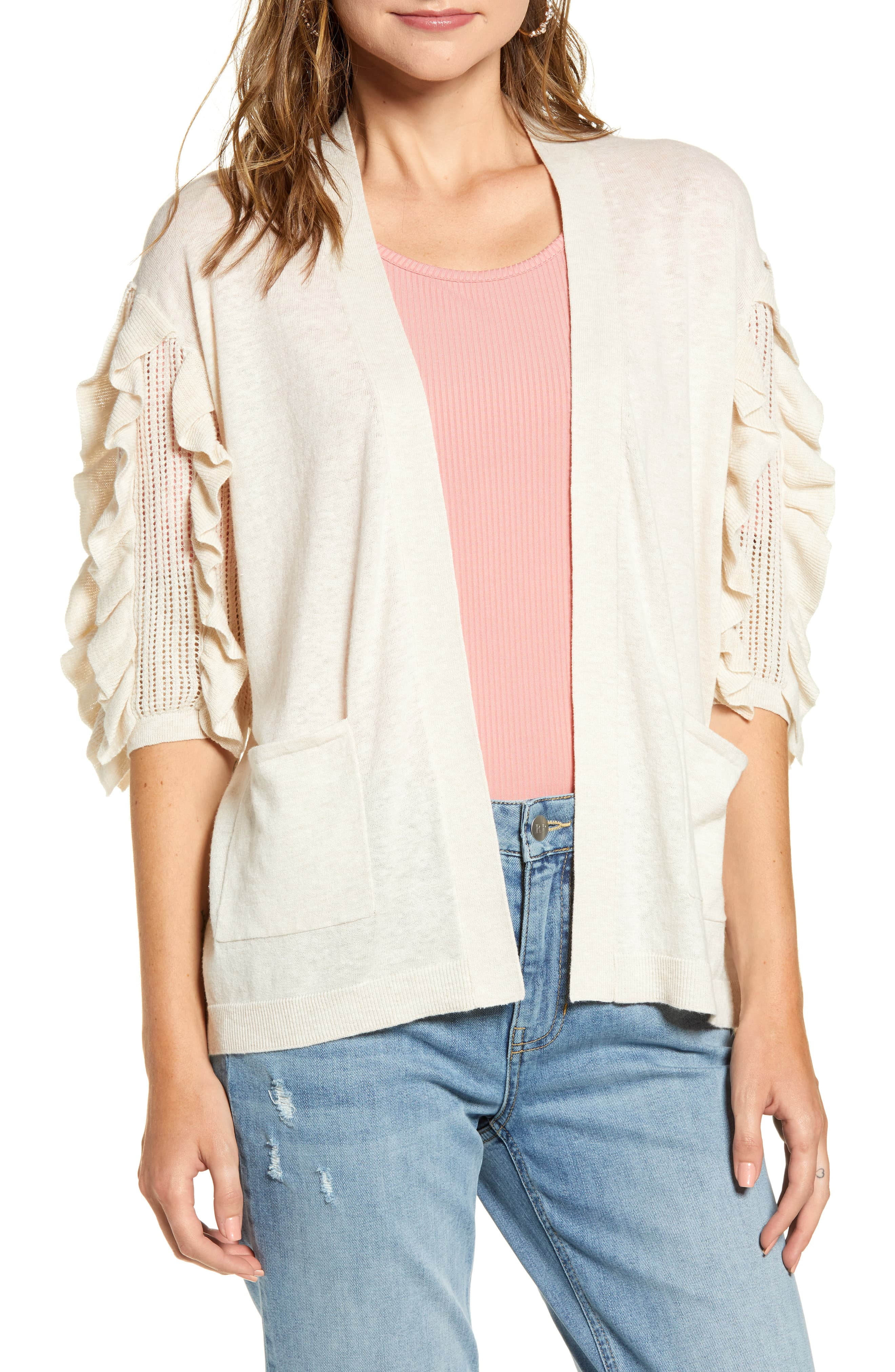 ruffle sleeve cardigan