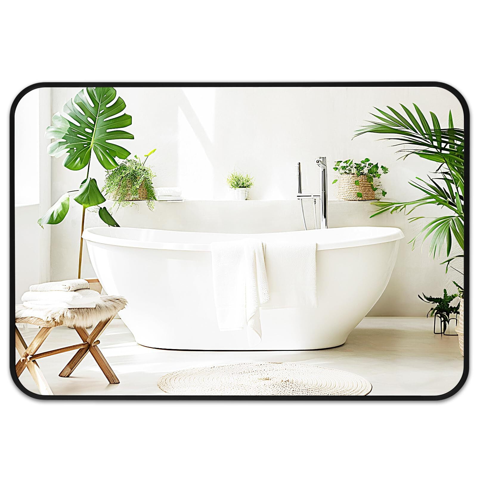 Lumora Big Bathroom Mirror - 38"x 26.2" Wall- Mounted Mirror with Round Edge, Large Rectangular Vanity Black