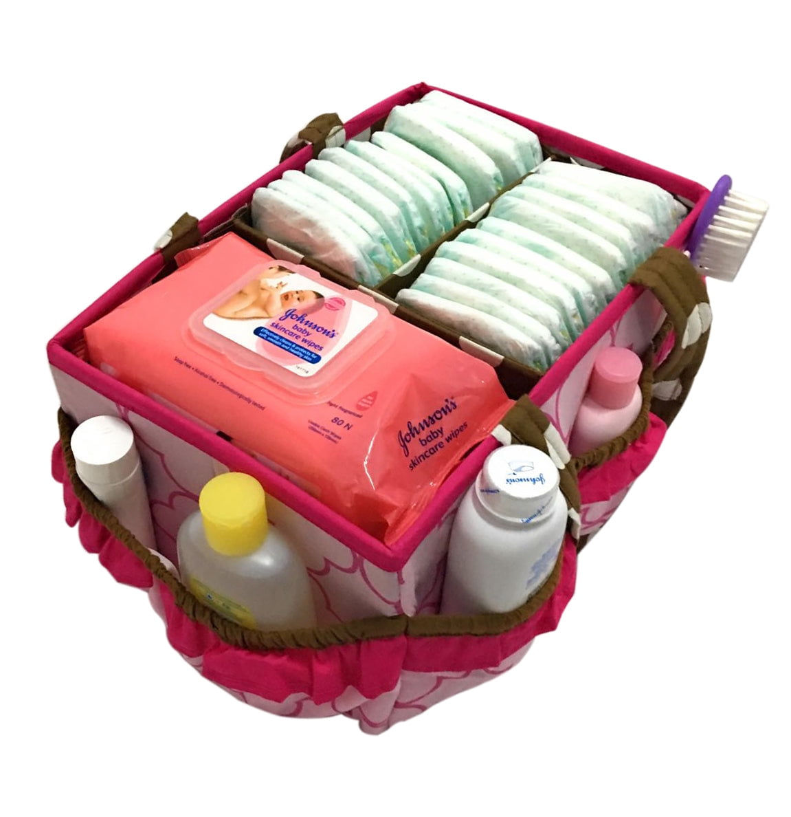 Bacati - Nursery Storage Caddy Butterflies Pink/Chocolate Girls