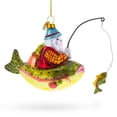 thumbnail image 2 of Santa Fishing on Boat Glass Christmas Ornament, 2 of 5