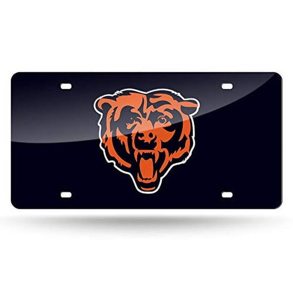 Placa de matrícula de metal con láser incrustado Chicago Bears NFL 6 x 12 Rico Industries