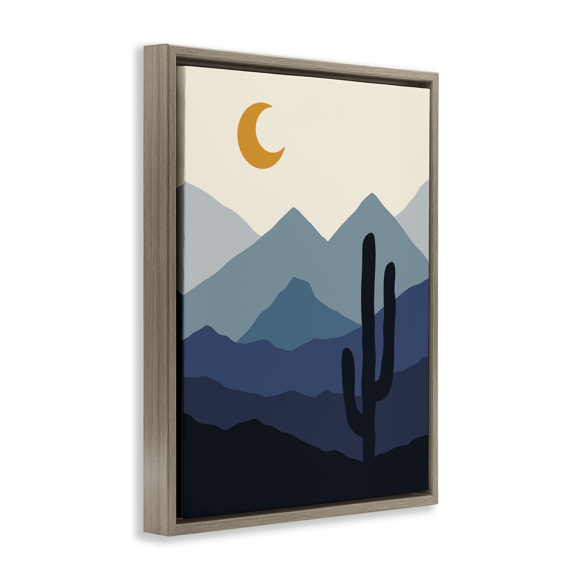 Stupell Industries Night in the Desert Abstract Painting Brown Floater Framed Canvas Art Print Wall Art, 17 x 21