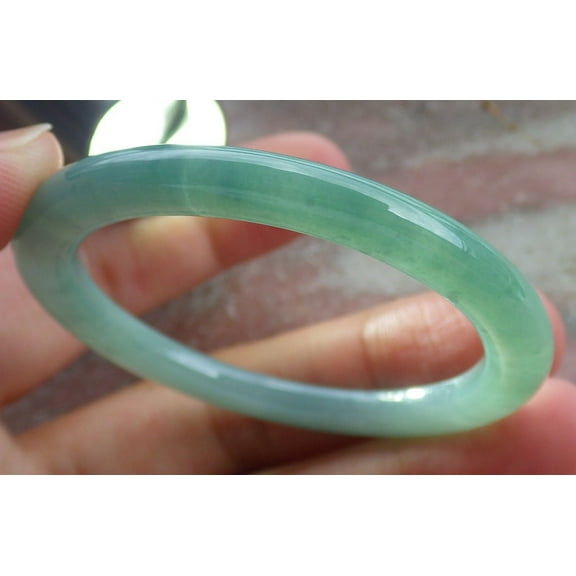 Certified Icy Green Burma 100% Natural A JADE Jadeite Baby Circle Bangle Bracelet 42 mm 667697 TN