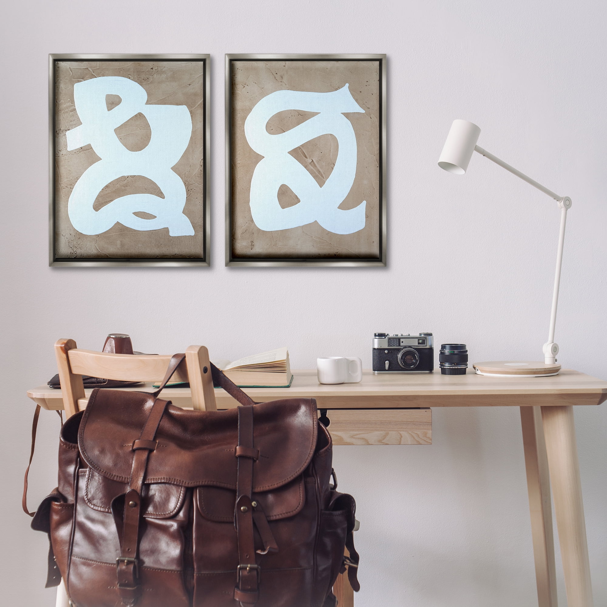 Stupell Industries Abstract Squiggle Line Abstract Painting Gray Floater Framed Canvas Art Print Wall Art, 21 x 31, Set of 2