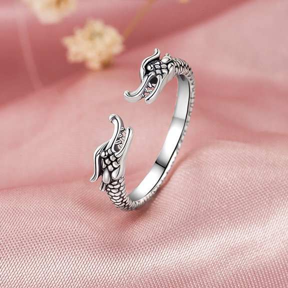 Womens Dragon Ring 925 Silver Electroplated Fashion Jewelry Faucet Design Ring Personalized Statement Ring Size 14
