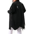 thumbnail image 4 of DARING DIVA Women's Plus Size Distressed Fray Hem Trucker Denim Jackets 2X Black, 4 of 6