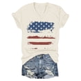thumbnail image 4 of Womens T Shirts Independence Day Print Short Sleeve V Neck Summer Top Beige L Women Blouse, 4 of 4