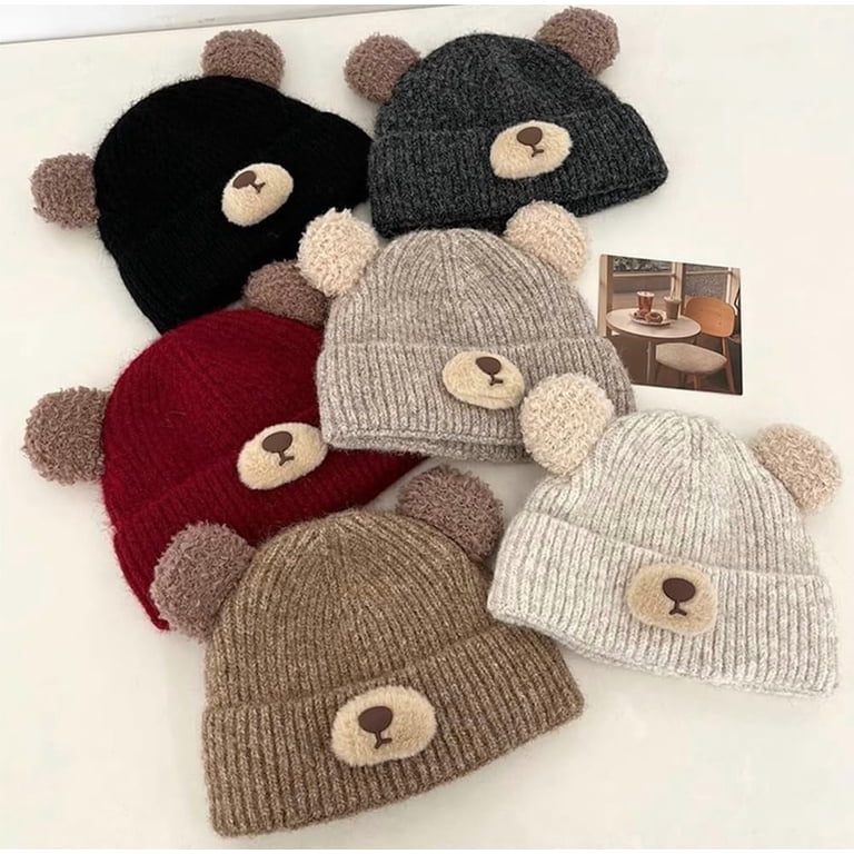 Crochet Beanie Bear Ear Cute Shape Knitted Hats Warm Plush  display picture 1
