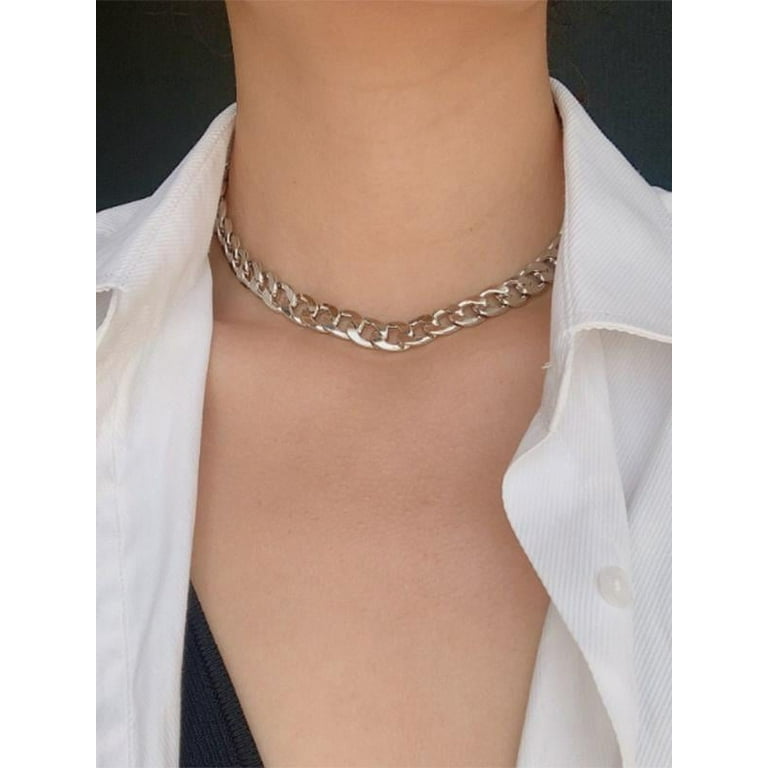 Women Punk Necklace,Short Thick Clavicle Chain,Punk Style Link